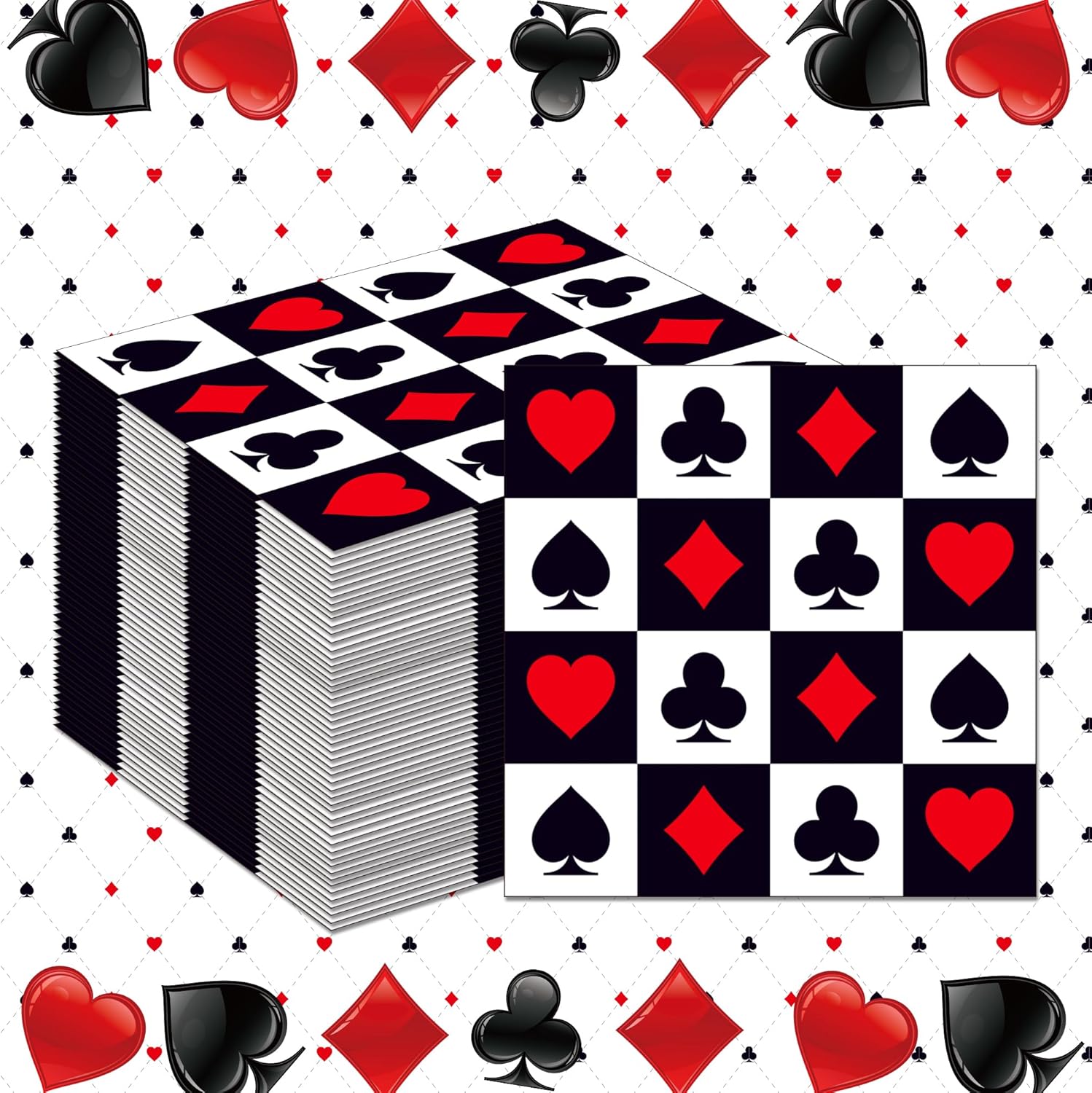 Party Games Night - 20/40/60/80 PCS Casino Theme Poker Napkins