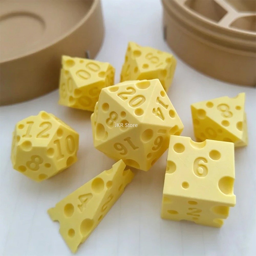 3D Printed Cheese Dice Set wit - Party Games At Wedding recension och pris