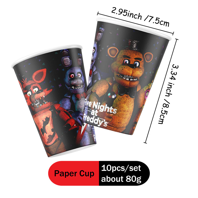 FNAF Themed Paper Plate Cups C - Party Games At Wedding recension och pris